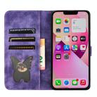 For iPhone 13 mini Butterfly Cat Embossing Flip Leather Phone Case(Purple) - 4