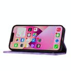For iPhone 13 mini Butterfly Cat Embossing Flip Leather Phone Case(Purple) - 6