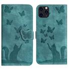 For iPhone 11 Pro Butterfly Cat Embossing Flip Leather Phone Case(Wathet) - 1