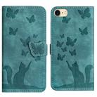 For iPhone SE 2022 / 2020 / 8 / 7 Butterfly Cat Embossing Flip Leather Phone Case(Wathet) - 1