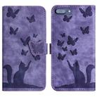 For iPhone 8 Plus / 7 Plus Butterfly Cat Embossing Flip Leather Phone Case(Purple) - 1