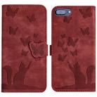 For iPhone 8 Plus / 7 Plus Butterfly Cat Embossing Flip Leather Phone Case(Red) - 1