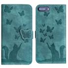 For iPhone 8 Plus / 7 Plus Butterfly Cat Embossing Flip Leather Phone Case(Wathet) - 1