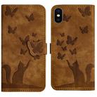 For iPhone X / XS Butterfly Cat Embossing Flip Leather Phone Case(Brown) - 1