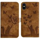 For iPhone XS Max Butterfly Cat Embossing Flip Leather Phone Case(Brown) - 1