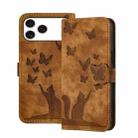 For iPhone 17 Pro Max Butterfly Cat Embossing Flip Leather Phone Case(Brown) - 1