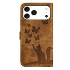 For iPhone 17 Pro Max Butterfly Cat Embossing Flip Leather Phone Case(Brown) - 3
