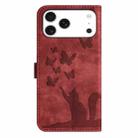 For iPhone 17 Pro Butterfly Cat Embossing Flip Leather Phone Case(Red) - 3