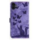 For iPhone 17 Butterfly Cat Embossing Flip Leather Phone Case(Purple) - 3