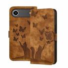 For iPhone 17 Air Butterfly Cat Embossing Flip Leather Phone Case(Brown) - 1
