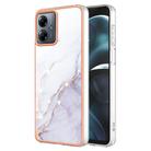 For Motorola Moto G14 Electroplating Marble Dual-side IMD Phone Case(White 006) - 1