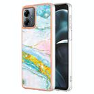 For Motorola Moto G14 Electroplating Marble Dual-side IMD Phone Case(Green 004) - 1