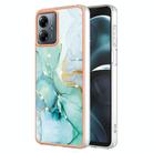 For Motorola Moto G14 Electroplating Marble Dual-side IMD Phone Case(Green 003) - 1