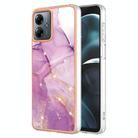 For Motorola Moto G14 Electroplating Marble Dual-side IMD Phone Case(Purple 001) - 1