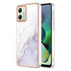 For Motorola Moto G54 Electroplating Marble Dual-side IMD Phone Case(White 006) - 1