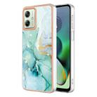 For Motorola Moto G54 Electroplating Marble Dual-side IMD Phone Case(Green 003) - 1