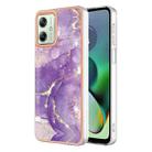 For Motorola Moto G54 Electroplating Marble Dual-side IMD Phone Case(Purple 002) - 1