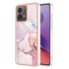 For Motorola Moto G84 Electroplating Marble Dual-side IMD Phone Case(Rose Gold 005) - 1