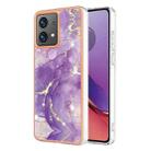 For Motorola Moto G84 Electroplating Marble Dual-side IMD Phone Case(Purple 002) - 1