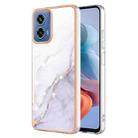 For Motorola Moto G34 Electroplating Marble Dual-side IMD Phone Case(White 006) - 1