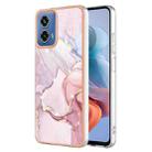 For Motorola Moto G34 Electroplating Marble Dual-side IMD Phone Case(Rose Gold 005) - 1