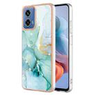 For Motorola Moto G34 Electroplating Marble Dual-side IMD Phone Case(Green 003) - 1