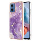 For Motorola Moto G34 Electroplating Marble Dual-side IMD Phone Case(Purple 002) - 1