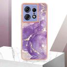 For Motorola Edge 50 Pro Electroplating Marble Dual-side IMD Phone Case(Purple 002) - 2