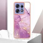 For Motorola Edge 50 Pro Electroplating Marble Dual-side IMD Phone Case(Purple 001) - 2