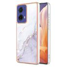 For Motorola Moto G85 Electroplating Marble Dual-side IMD Phone Case(White 006) - 1