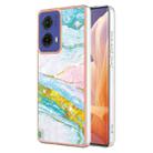 For Motorola Moto G85 Electroplating Marble Dual-side IMD Phone Case(Green 004) - 1