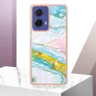 For Motorola Moto G85 Electroplating Marble Dual-side IMD Phone Case(Green 004) - 2