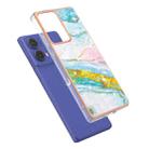 For Motorola Moto G85 Electroplating Marble Dual-side IMD Phone Case(Green 004) - 3