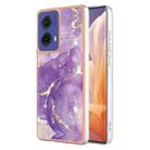 For Motorola Moto G85 Electroplating Marble Dual-side IMD Phone Case(Purple 002) - 1