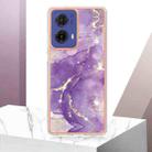 For Motorola Moto G85 Electroplating Marble Dual-side IMD Phone Case(Purple 002) - 2