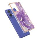 For Motorola Moto G85 Electroplating Marble Dual-side IMD Phone Case(Purple 002) - 3