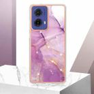 For Motorola Moto G85 Electroplating Marble Dual-side IMD Phone Case(Purple 001) - 2