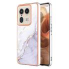 For Motorola Edge 50 Ultra Electroplating Marble Dual-side IMD Phone Case(White 006) - 1