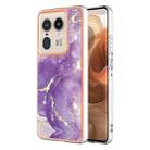 For Motorola Edge 50 Ultra Electroplating Marble Dual-side IMD Phone Case(Purple 002) - 1