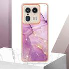 For Motorola Edge 50 Ultra Electroplating Marble Dual-side IMD Phone Case(Purple 001) - 2