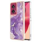 For Motorola Edge 50 Fusion Electroplating Marble Dual-side IMD Phone Case(Purple 002) - 1