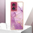 For Motorola Edge 50 Fusion Electroplating Marble Dual-side IMD Phone Case(Purple 001) - 2