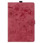 For iPad Pro 11 2024 Cartoon Sakura Cat Embossed Smart Leather Tablet Case(Red) - 2
