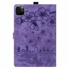 For iPad Pro 11 2024 Cartoon Sakura Cat Embossed Smart Leather Tablet Case(Purple) - 3