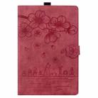For iPad Pro 13 2024 Cartoon Sakura Cat Embossed Smart Leather Tablet Case(Red) - 2