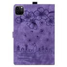 For iPad Pro 13 2024 Cartoon Sakura Cat Embossed Smart Leather Tablet Case(Purple) - 3