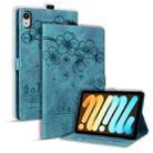 For iPad mini 6 / mini 2024 Cartoon Sakura Cat Embossed Smart Leather Tablet Case(Green) - 1