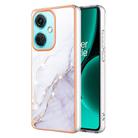 For OnePlus Nord CE3 Electroplating Marble Dual-side IMD Phone Case(White 006) - 1