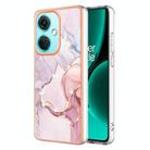 For OnePlus Nord CE3 Electroplating Marble Dual-side IMD Phone Case(Rose Gold 005) - 1