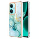 For OnePlus Nord CE3 Electroplating Marble Dual-side IMD Phone Case(Green 003) - 1